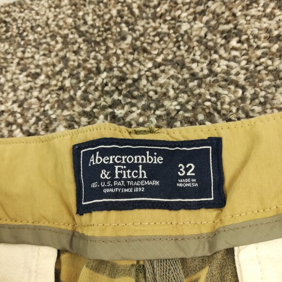 Abercrombie & Fitch Shorts 7" Nylon Cotton Camo Drawstring Green Mens 32 - Picture 2 of 7